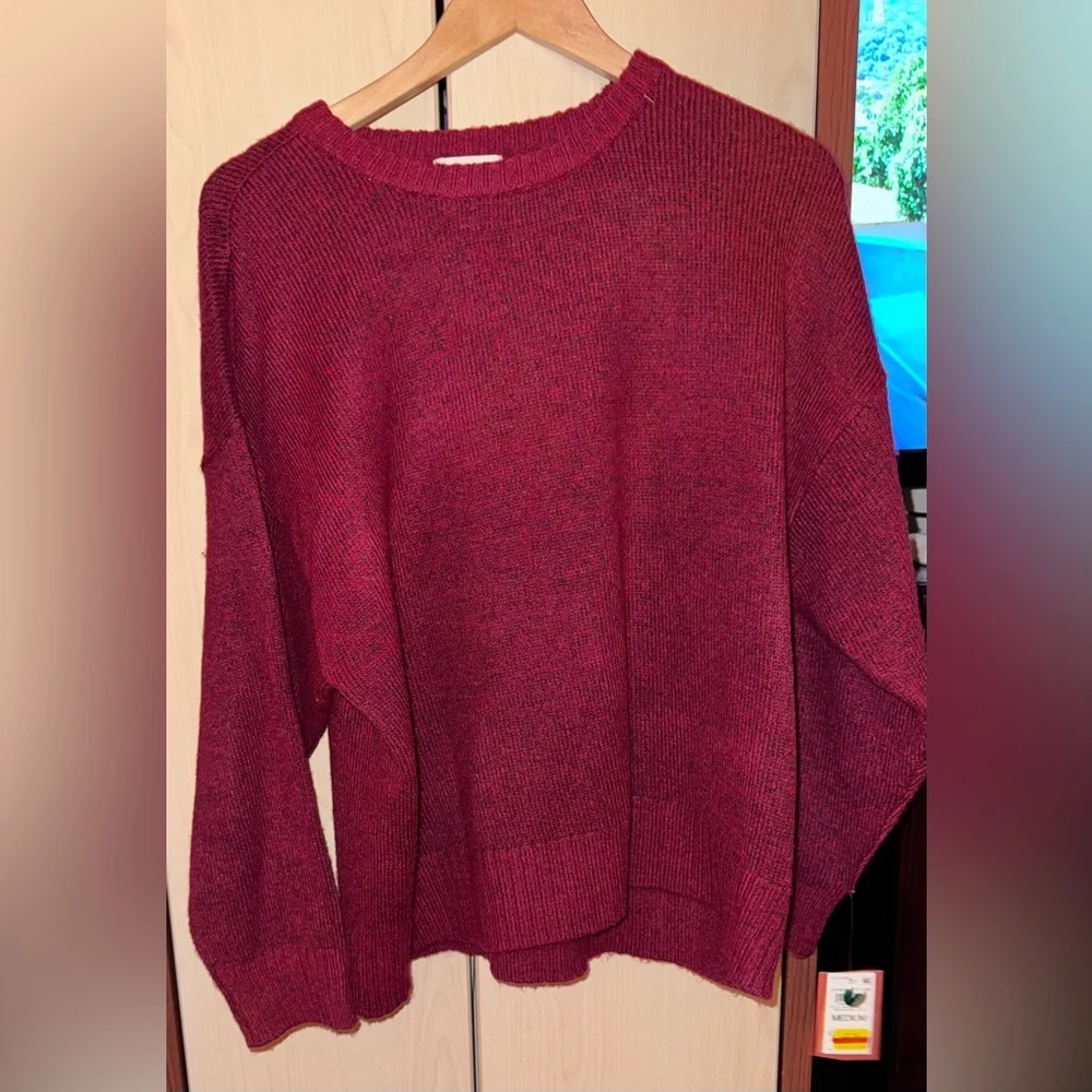 State of Day Maraschino Heather Knit Sweater Pants Lounge Set M NWT